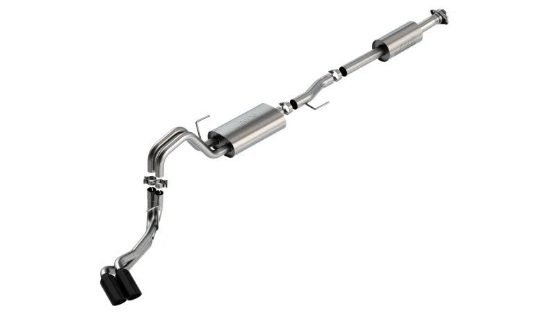 Borla F-150 2021 2.7L/3.5L 4dr CC SB EC STB Lar/KingR/Plnm/LTD 3/2.25 DSE CB Touring BLK CHR Tips - Detail View