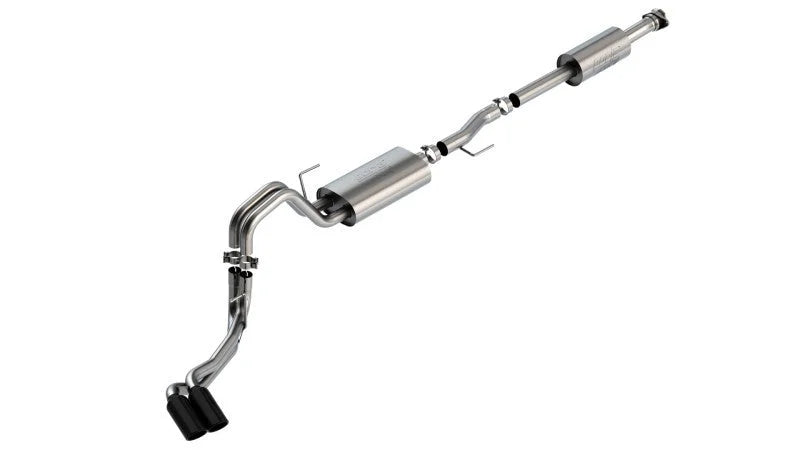 Borla F-150 2021 3.3L CC SB EC STB XL/XLT/Lariat/KR/Plnm/LTD 3/2.25 DSE Cat-Back ATAK Black CHR Tips - Detail View