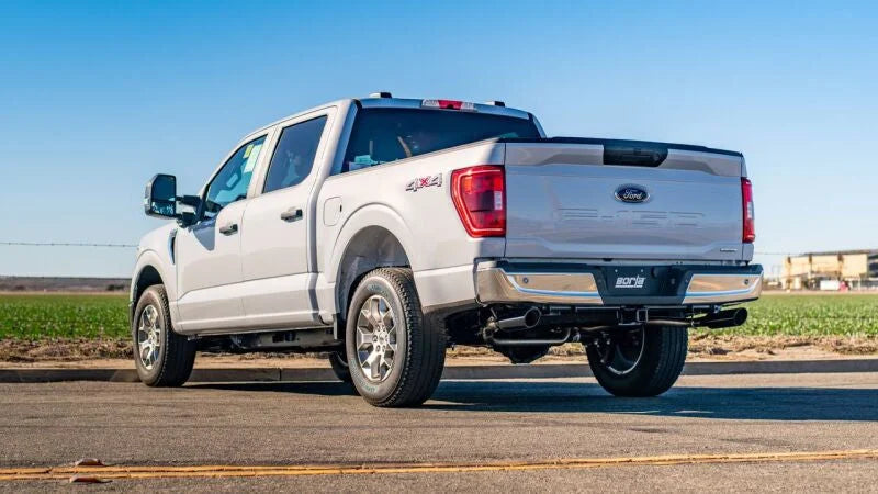 Borla F-150 2021 3.3L CC SB EC STB XL/XLT/Lariat/KR/Plnm/LTD 3/2.25 SRE Cat-Back ATAK Black CHR Tips - Side View