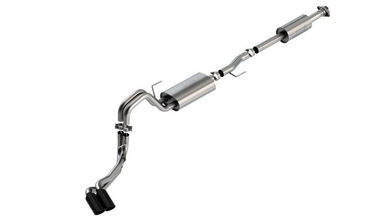 Borla F-150 2021 5.0L 4dr CC SB EC STB Lariat/KR/Pltnm/LTD 3/2.25 DSE Cat-Back Touring BLK CHR Tips - Detail View