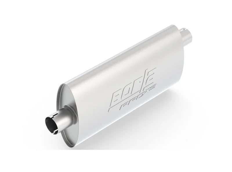 Borla Pro-XS 2.25in Tubing 19in x 4in x 9.5in Oval Notched Center/Offset Muffler - Side View
