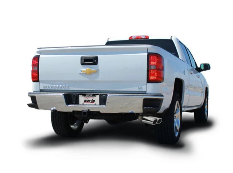Borla S-Type Cat-Back 14 Sierra 1500 Ext. Cab Stnd Bed/CC Short Bed 143.5in WB Side Exit Exhaust - Back View