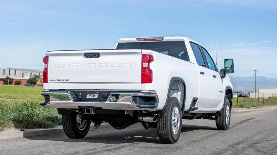 Borla 20-22 Chevrolet/GMC Silverado/Sierra 6.6L T-304 SS Cat-Back S-Type Exhaust - Brushed - Back View