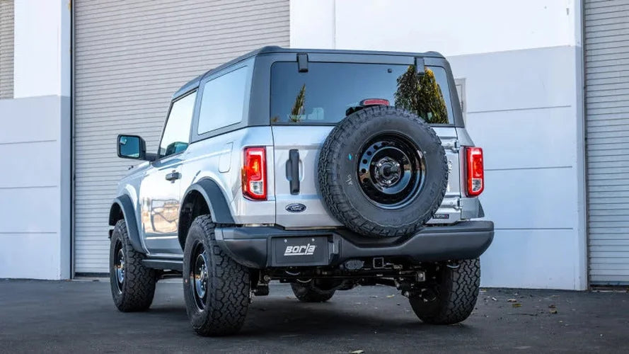 Borla 21-22 Ford Bronco 2.7L 2DR/4DR T-304 Stainless Steel Cat-Back Touring Exhaust - Brushed - Side View