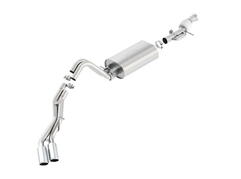 Borla Touring Cat Back 15-16 GMC Denali 6.2L V8 2.75in, 2.25in Dual Same Side Exit 4in Tips Exhaust - Side View