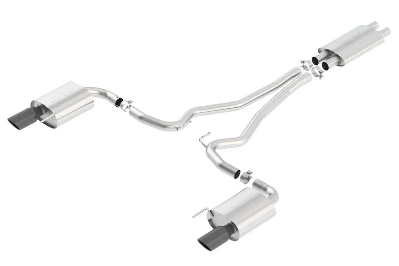 Borla Touring Cat-Back 15 Ford Mustang GT 5.0L V8 MT/AT 2.5in pipe Black 4in tip - Side View