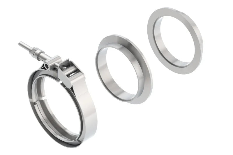 Borla Universal 3in Stainless Steel 3pc V-Band Clamp w/ Male and Female Flanges - Main Product View