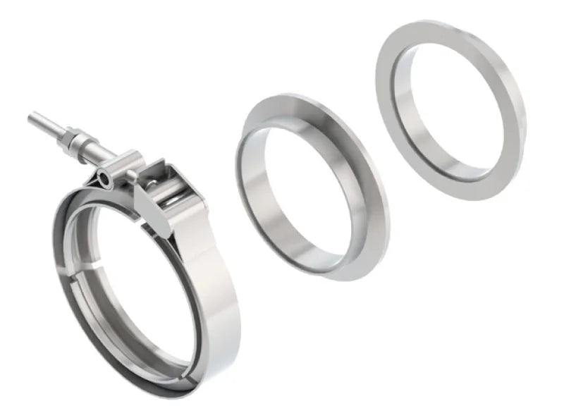 Borla Universal 3in Stainless Steel 3pc V-Band Clamp w/ Male and Female Flanges - Side View