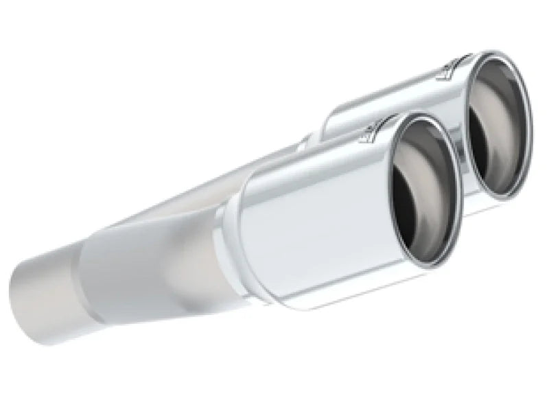 Borla Universal Polished Tip Dual Round Rolled Angle-Cut (inlet 2in. Outlet 3in) *NO Returns* - Side View