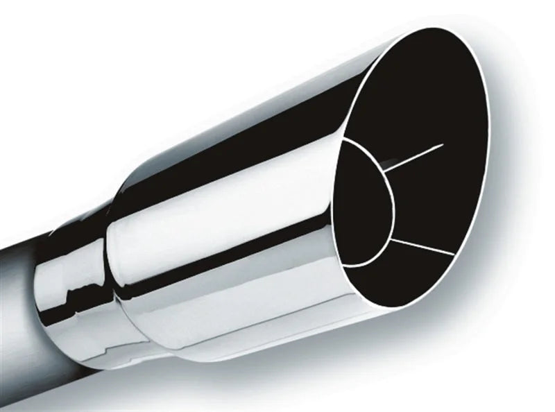 Borla Universal Polished Tip Single Round Angle-Cut (inlet 3in. Outlet 3 1/2in) *NO Returns* - Side View
