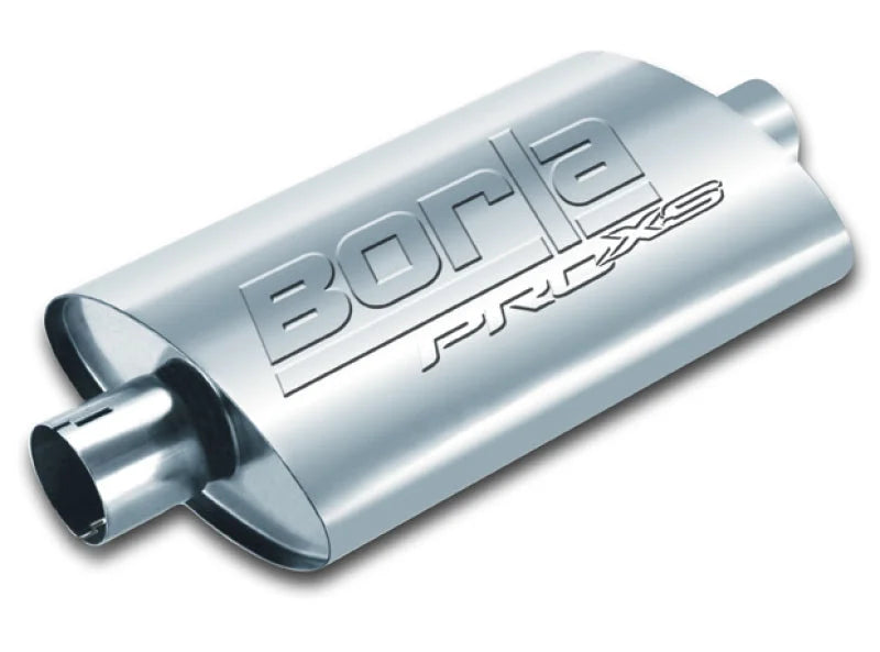 Borla Universal Pro-XS Oval 2.5in Inlet/Outlet Center/Center Notched Muffler - Side View