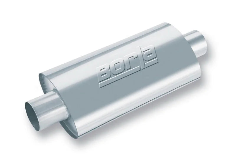 Borla XR-1 Racing Sportsman 3.5in. Outlet / 3.5in Inlet Oval Muffler - 5in Diameter x 15in Length - Side View