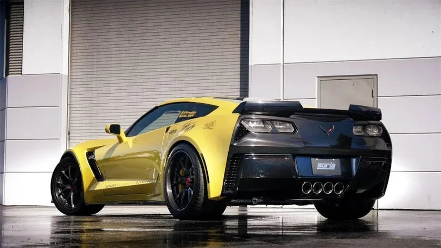 Borla 15 Chevy Corvette C7 ZO6 6.2L w/o AFM w/ NPP ATAK Quad RD RL IC Tips Center Rear Exit Exh - Installation View