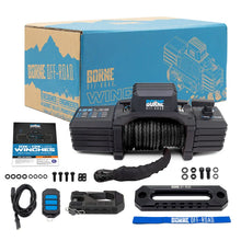 Load image into Gallery viewer, Borne Off-Road 12K Winch - Black Synthetic Rope - Side View