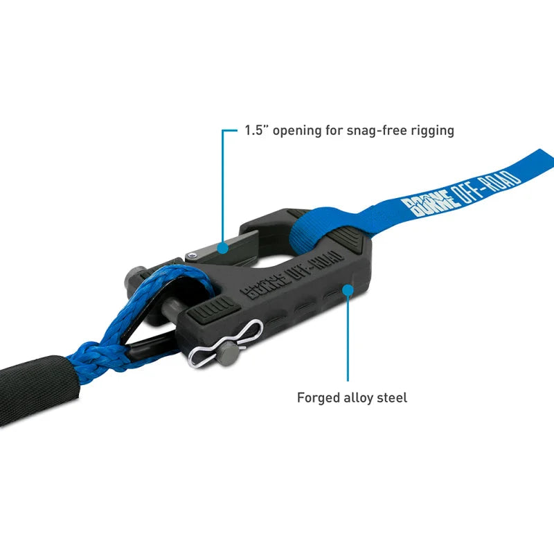 Borne Off-Road 12K Winch - Blue Synthetic Rope - Side View