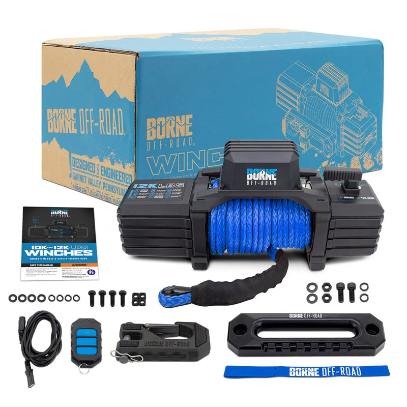 Borne Off-Road 12K Winch - Blue Synthetic Rope - Installation View
