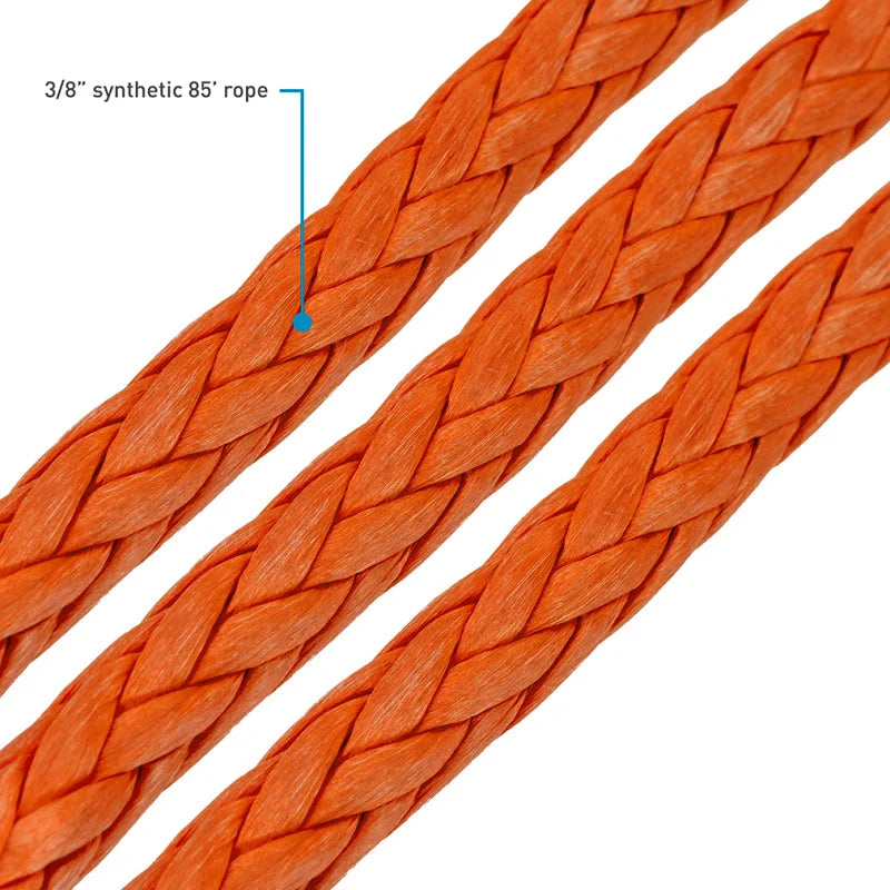 Borne Off-Road 12K Winch - Orange Synthetic Rope - Back View