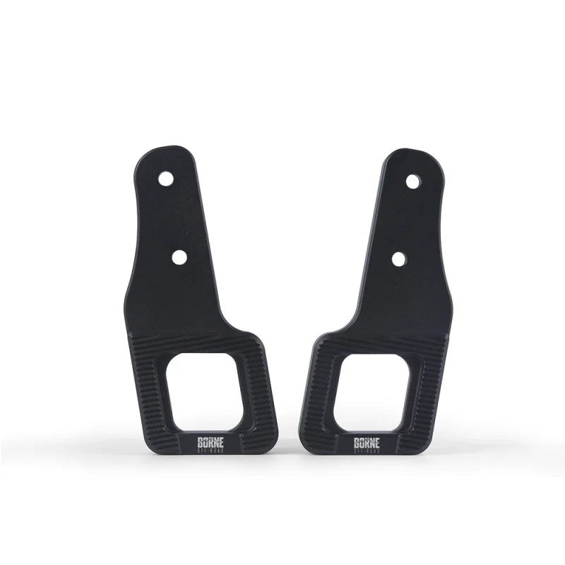 Borne Off-Road 2017+ Ford Raptor / 2009+ Ford F150 Borne Off-Road Billet Tow Hooks - Black - Back View