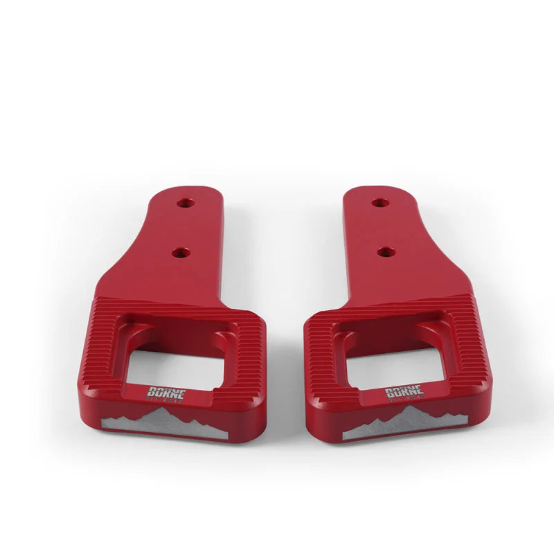 Borne Off-Road 2017+ Ford Raptor / 2009+ Ford F150 Borne Off-Road Billet Tow Hooks - Red - Side View