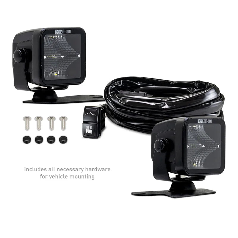 Borne Off-Road 21+ Bronco Light Pods 2pc Ditch 3x3 Flood - Additional View 8