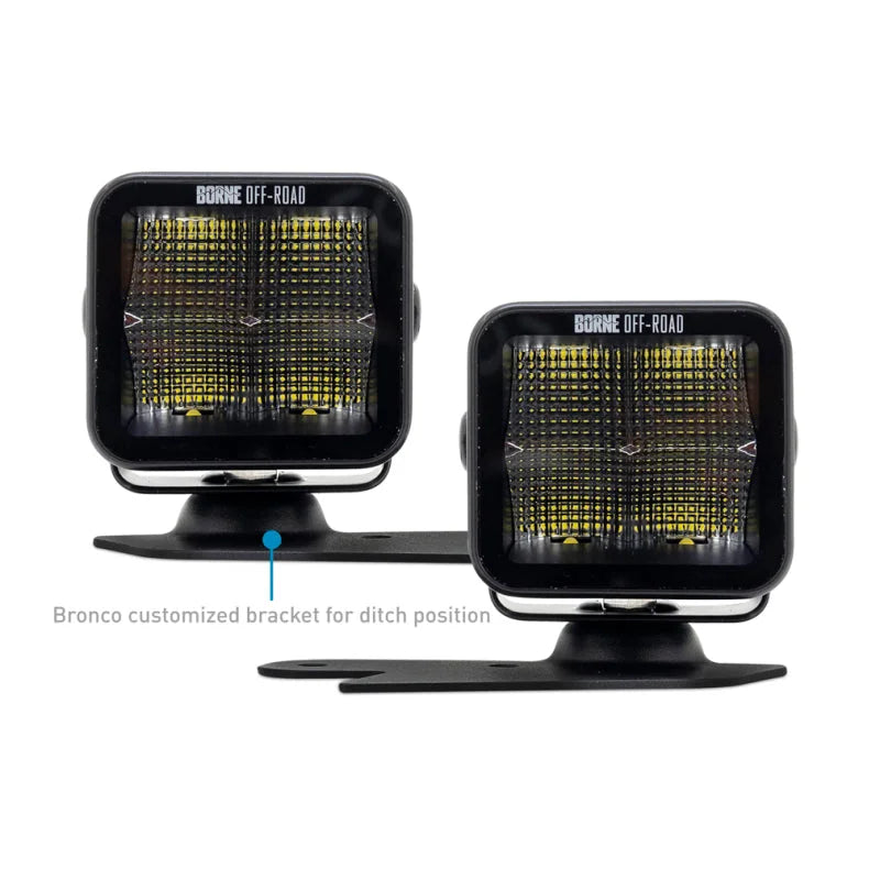 Borne Off-Road 21+ Bronco Light Pods 2pc Ditch 3x3 Flood - Additional View 9