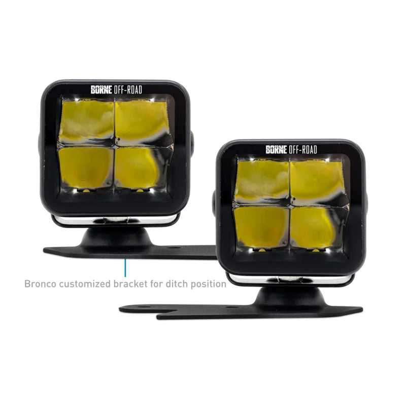 Borne Off-Road 21+ Bronco Light Pods 2pc Ditch 3x3 Spot - Additional View 9