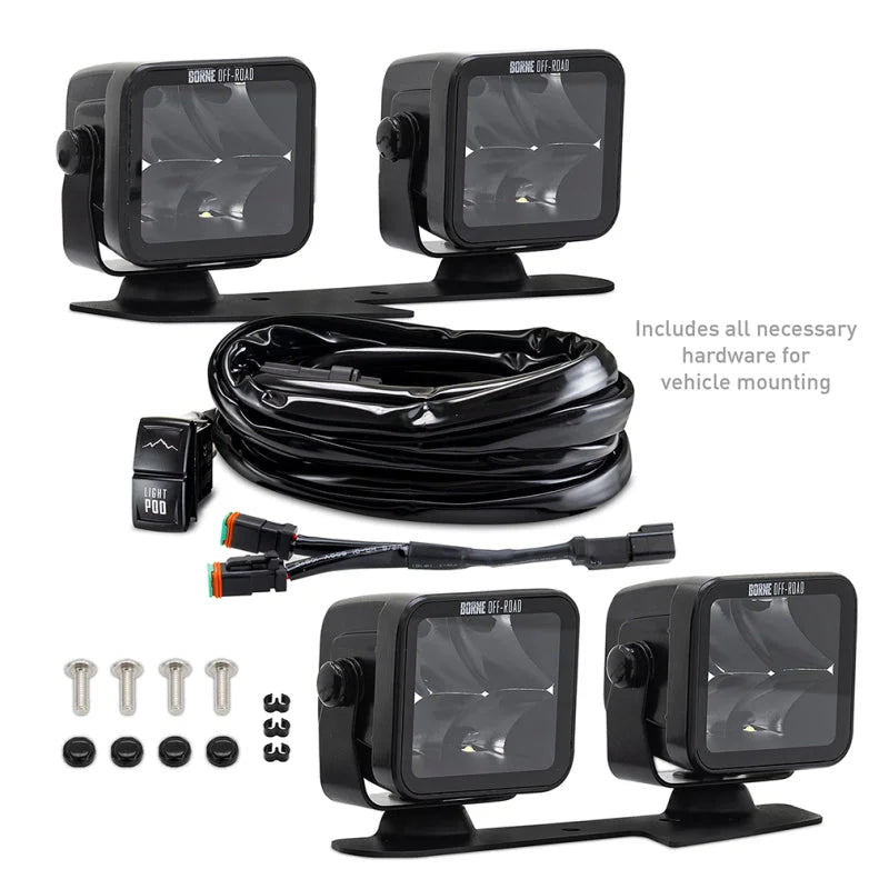 Borne Off-Road 21+ Bronco Light Pods 4pc Ditch 3x3 Spot - Additional View 7