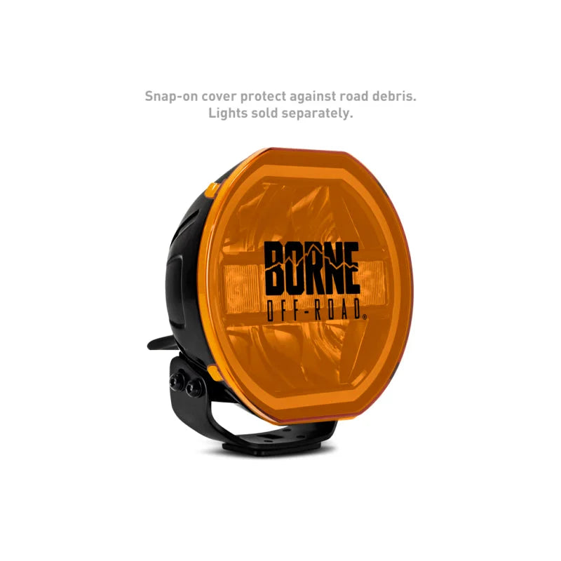 Borne Off-Road 7in Round Light Cover Amber - Installation View