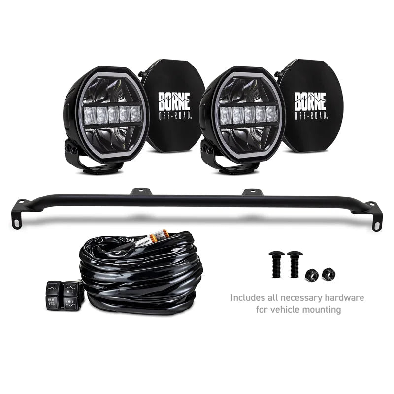 Borne Off-Road Direct Fit Lights - Mod Bumper - 2in x 7in Round - Bumper fits 2021+ Ford Bronco