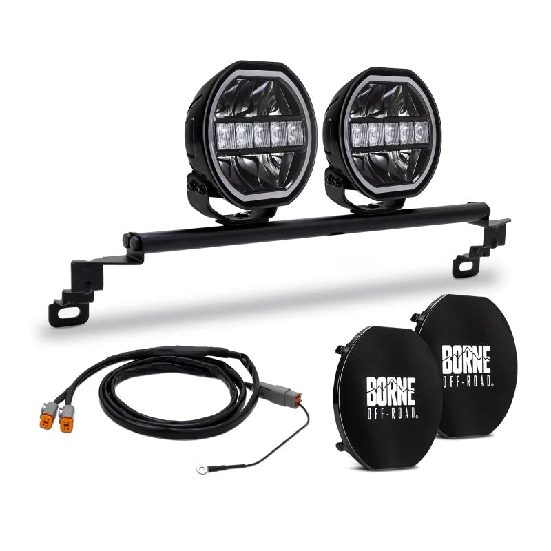 Borne Off-Road Direct Fit Lights - Standard Bumper - 2in x 7in Round - Up fits 2021+ Ford Bronco