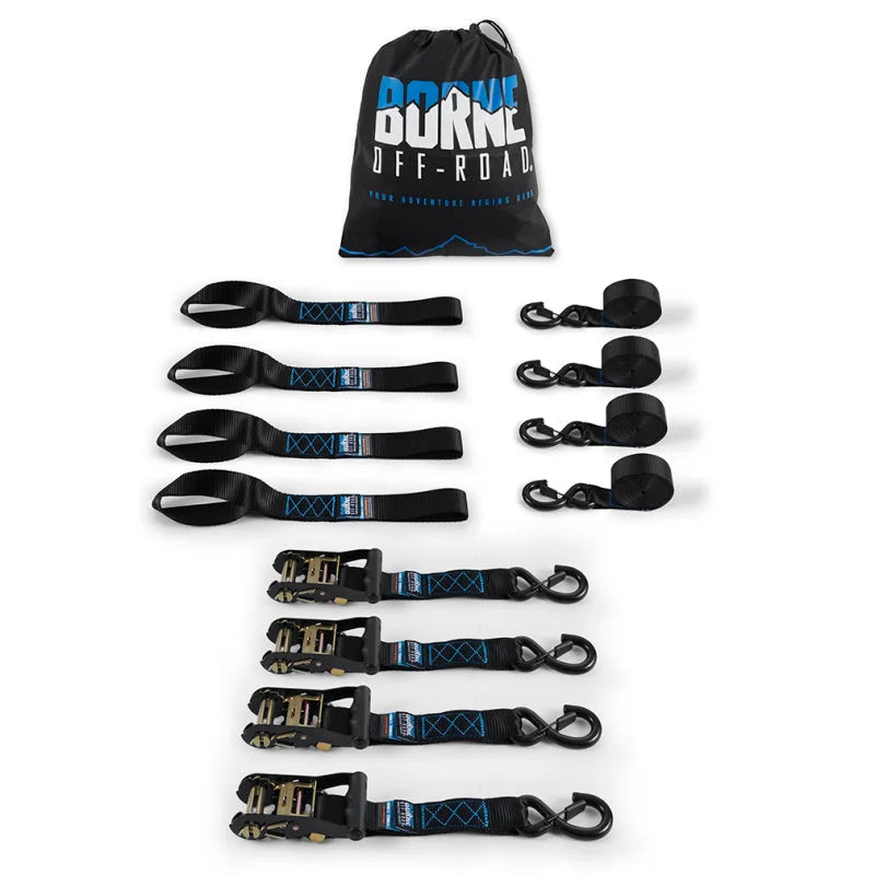 Borne Off-Road Heavy-Duty Ratchet Tie-Down Kit (4-Pack) - Black - Main Product View