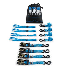 Load image into Gallery viewer, Borne Off-Road Heavy-Duty Ratchet Tie-Down Kit (4-Pack) - Blue - Side View