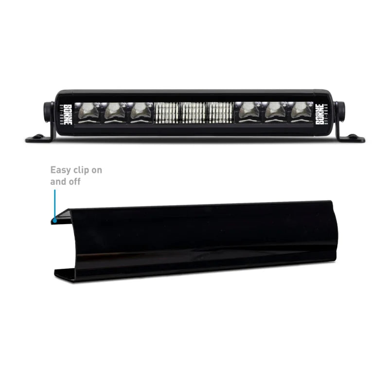 Borne Off-Road Light Bar Cover Single Row 10in Black - Back View