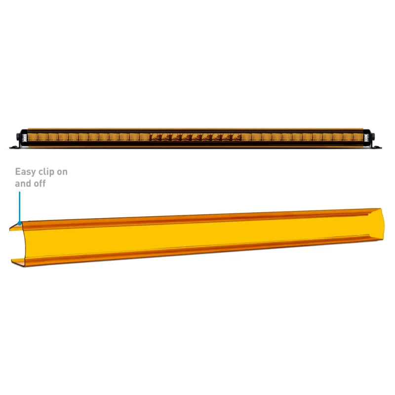 Borne Off-Road Light Bar Cover Single Row 30in Amber - Side View