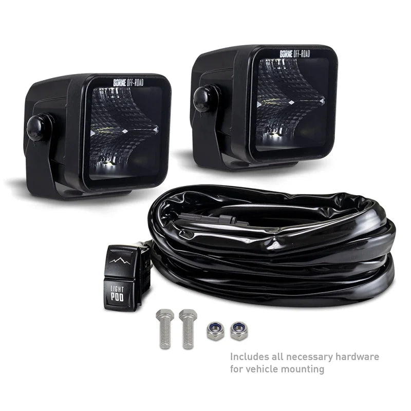 Borne Off-Road Light Pods (Kit of 2) 3x3 Flood - Back View