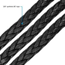 Load image into Gallery viewer, Borne Off-Road Synthetic Rope - 3/8in x 85ft - Black - Side View