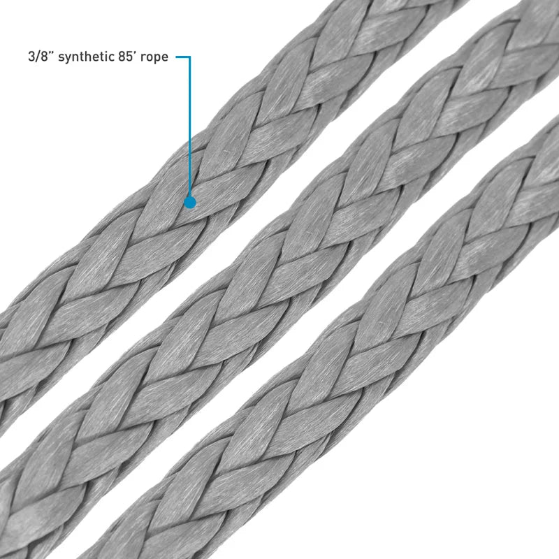 Borne Off-Road Synthetic Rope - 3/8in x 85ft - Grey - Side View