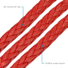 Load image into Gallery viewer, Borne Off-Road Synthetic Rope - 3/8in x 85ft - Red - Side View