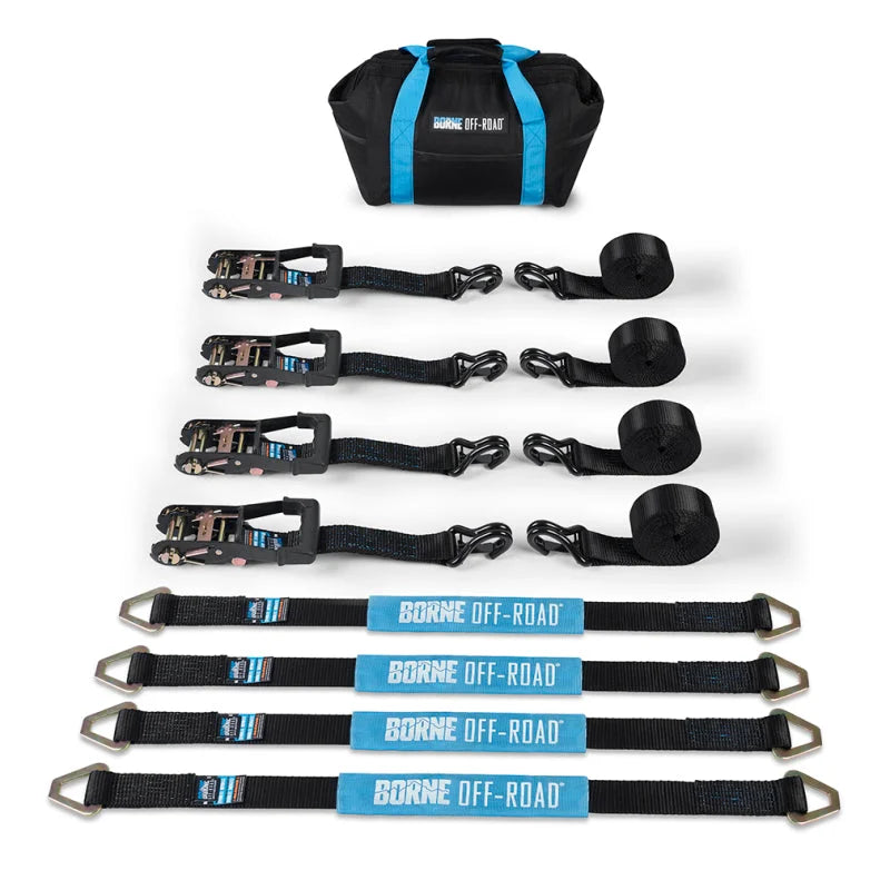 Borne Off-Road Vehicle Ratchet Tie-Down Kit (4 pack) Black - Additional View 5