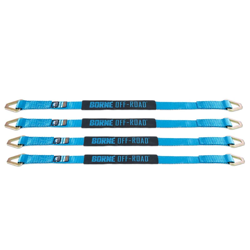 Borne Off-Road Vehicle Ratchet Tie-Down Kit (4 pack) Blue - Installation View
