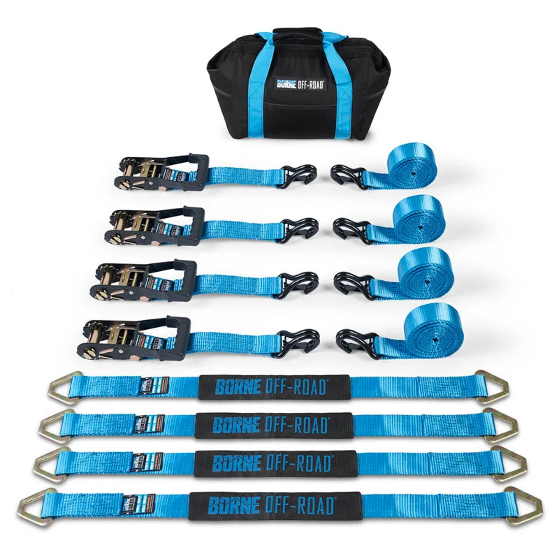 Borne Off-Road Vehicle Ratchet Tie-Down Kit (4 pack) Blue - Additional View 5