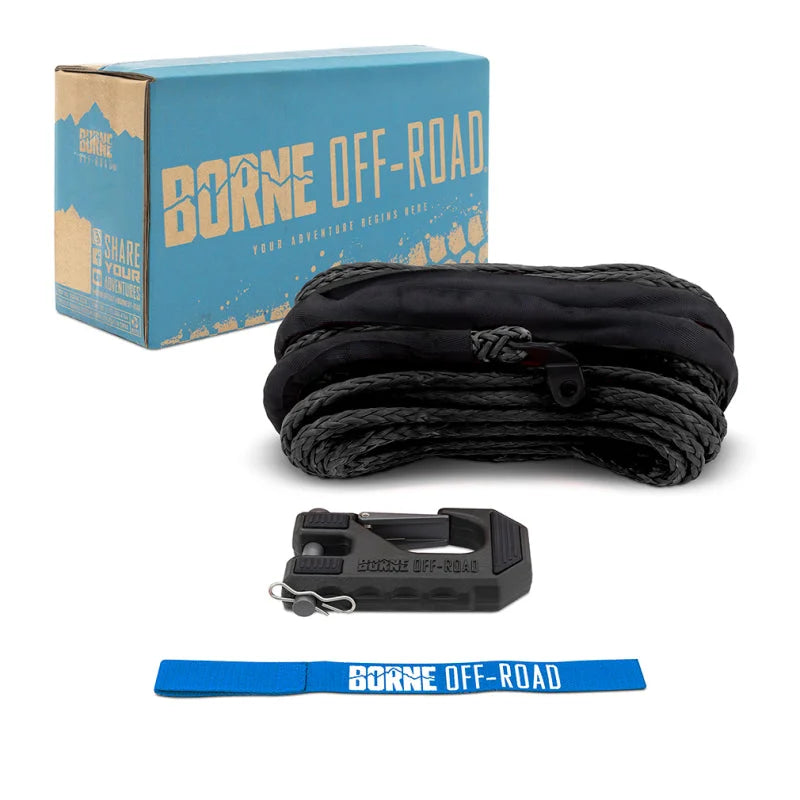 Borne Off-Road Winch Hook - 3/8in Rope - Hand Strap - Black - Main Product View