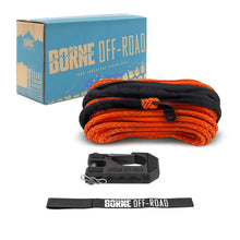 Load image into Gallery viewer, Borne Off-Road Winch Hook - 3/8in Rope - Hand Strap - Orange - Back View