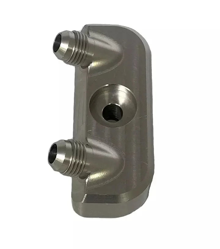 Bowler Performance Transmission GM 6L80E Cooler Manifold Set Converts To -6 Black 2410003
