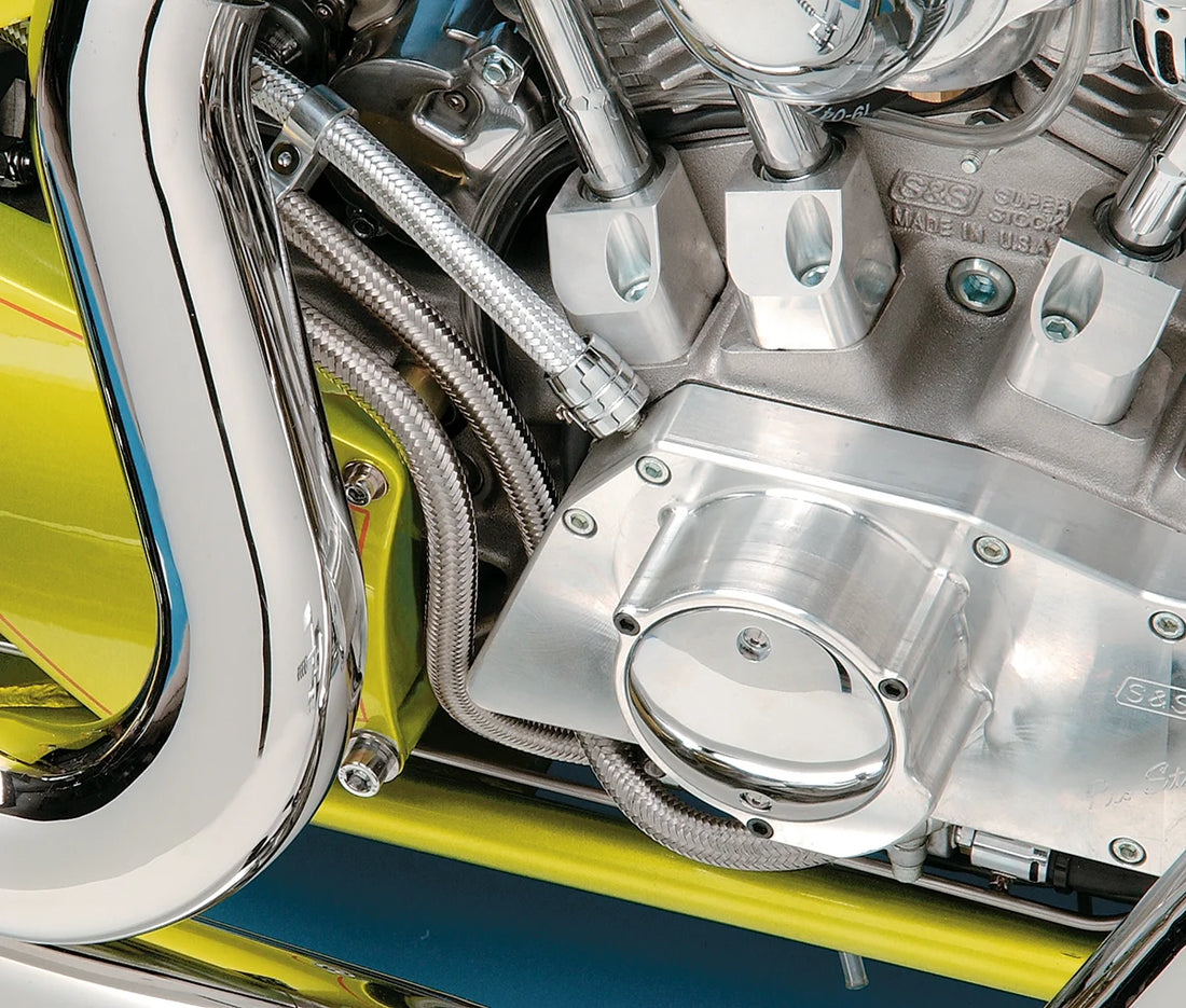 Braided Oil/Fuel Hose - Stainless Steel - 3/8" x 6' DragSpecialties 096617-HC9 - Side View