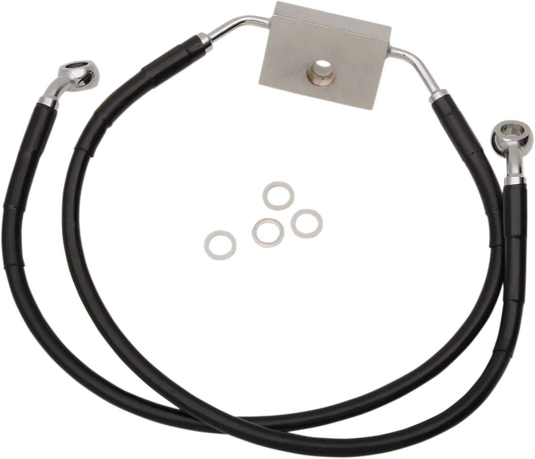 Brake Line - Front - +10" - Black - XL DragSpecialties 614772-10BLK - Side View