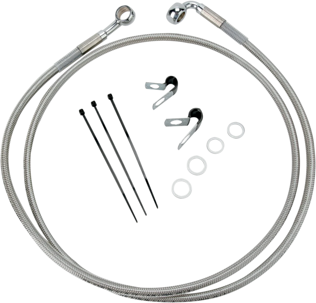 Brake Line - Front - +10" - Stainless Steel DragSpecialties 640113-10 - Main Product View