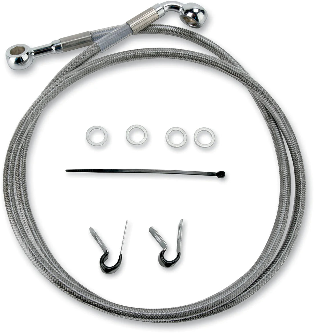 Brake Line - Front - +2" - Stainless Steel - XL DragSpecialties 660310-2 - Side View
