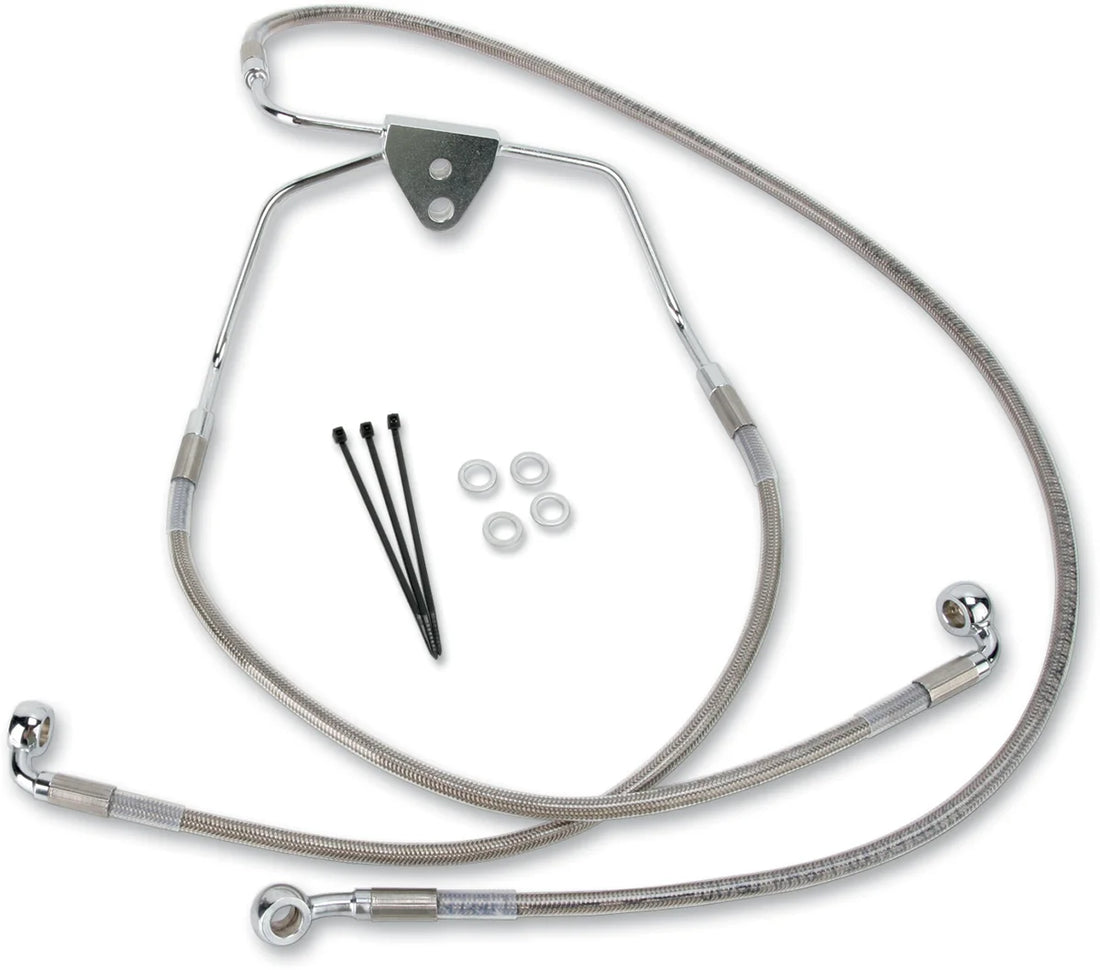 Brake Line - Front - +2" - Touring - Stainless Steel DragSpecialties 620085-2 - Side View