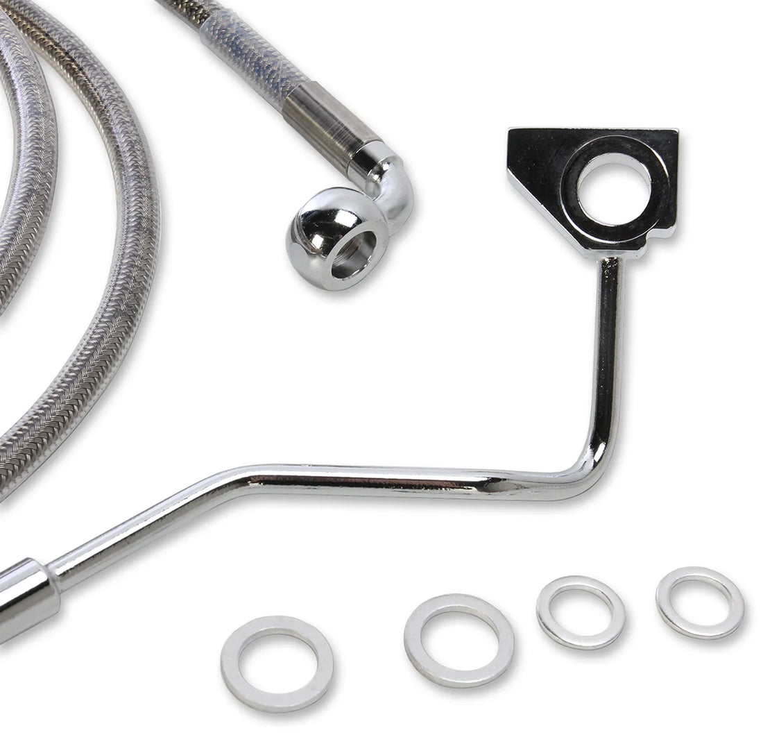 Brake Line - Front - +4" - Stainless Steel DragSpecialties 615220-4 - Side View